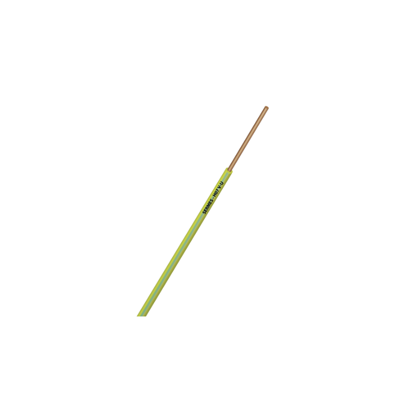 FIL ISOLE HO7VU RIGIDE 6MM VERT/JAUNE ROUL DE 100M