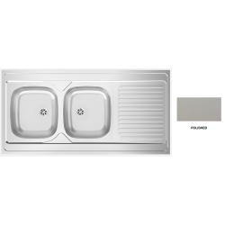 EVIER A POSER INOX 2B1E 18/10 1200X600 POLI