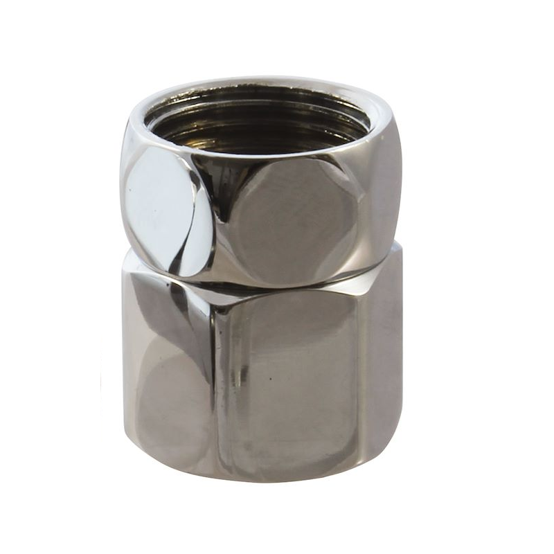 RACCORD FOU CHROME F1/2 F 1/2 L21MM ECROU PRISONNIER RACCORD FOU CHROME F1/2 F 1/2 L21MM ECROU PRISONNIER