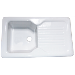 EVIER A ENCASTRER GRES CAMARGUE 1B1E 860X500 BLANC EMAFRANCE