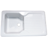 EVIER A ENCASTRER GRES CAMARGUE 1B1E 860X500 BLANC EMAFRANCE