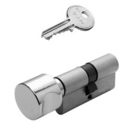 CYLINDRE PROFIL EUR BOUTON 30X30MM CHROME 3 CLES