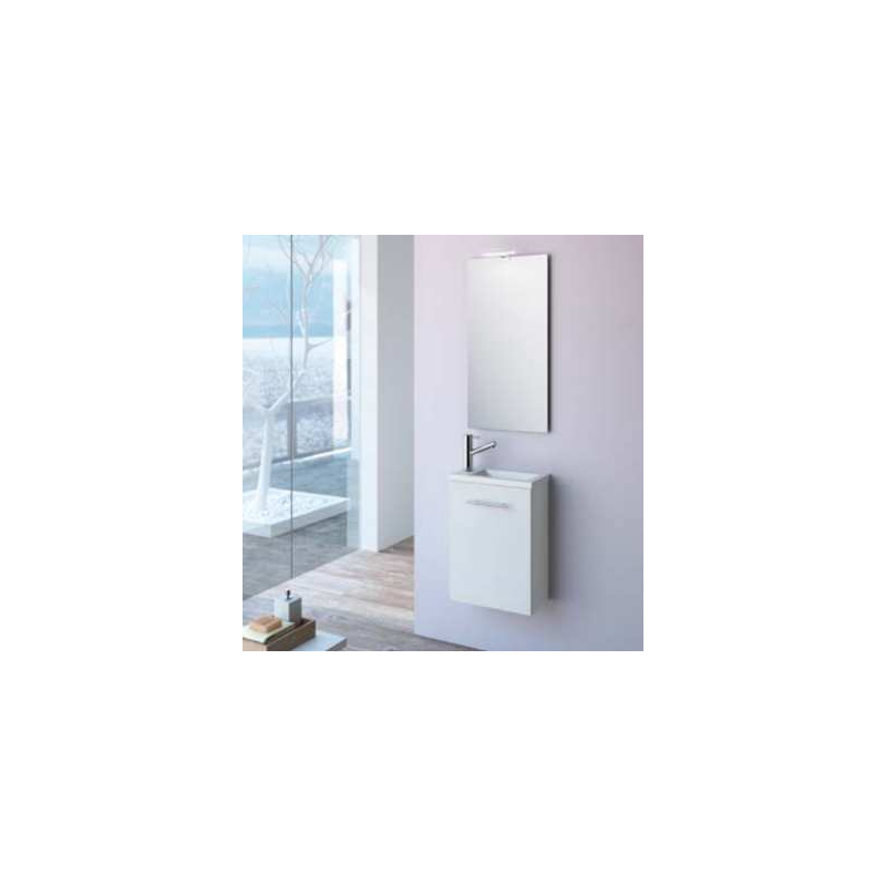 MEUBLE SALGAR 40CM + VASQUE PORCELAINE + MIROIR + LED BLANC MEUBLE SALGAR 40CM + VASQUE PORCELAINE + MIROIR + LED BLANC