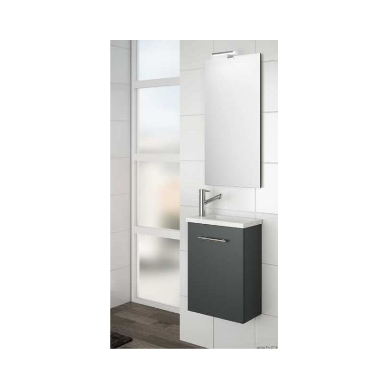 MEUBLE SALGAR 40CM + VASQUE PORCELAINE + MIROIR + LED GRIS MEUBLE SALGAR 40CM + VASQUE PORCELAINE + MIROIR + LED GRIS