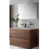 MEUBLE SALGAR 80CM + VASQUE PORCELAINE + MIROIR + LED MARRON