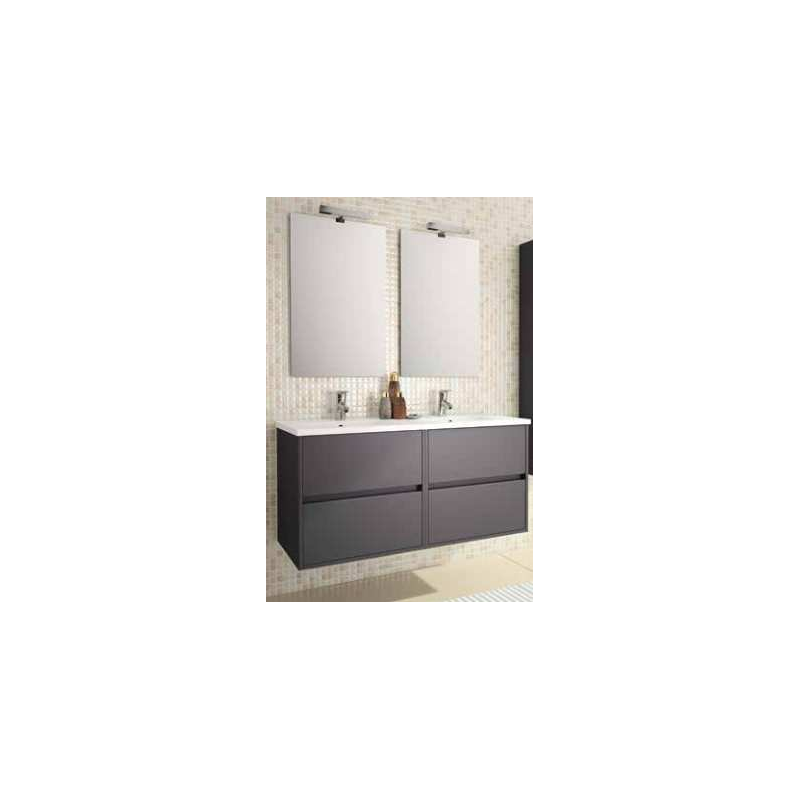 MEUBLE SALGAR 120CM + DBLE VASQUE PORCELAINE + MIROIR + HALOG GRIS MEUBLE SALGAR 120CM + DBLE VASQUE PORCELAINE + MIROIR + HALOG GRIS