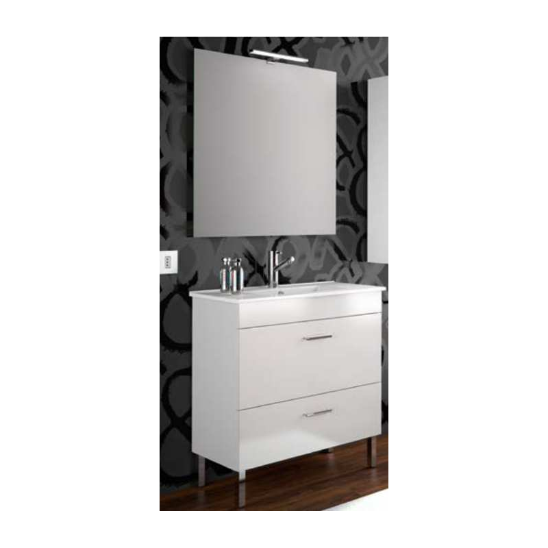 MEUBLE SALGAR 1P1T 60CM + VASQUE PORCELAINE + MIROIR + LED BLANC