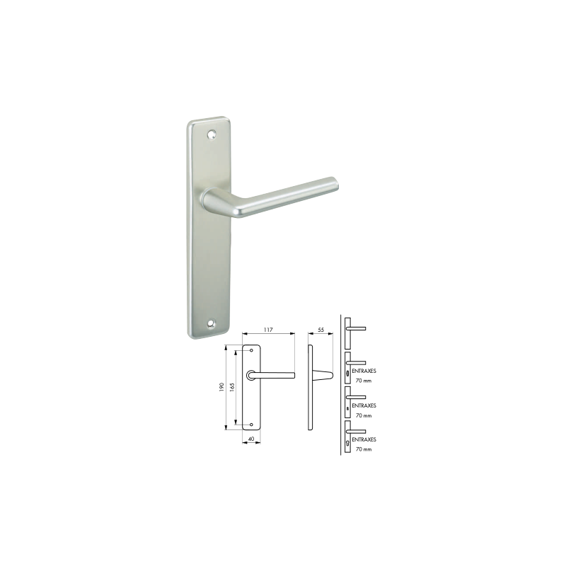 POIGNEE NORMANDIE ALU BROSSE ARGENT A CYLINDRE POIGNEE NORMANDIE ALU BROSSE ARGENT A CYLINDRE